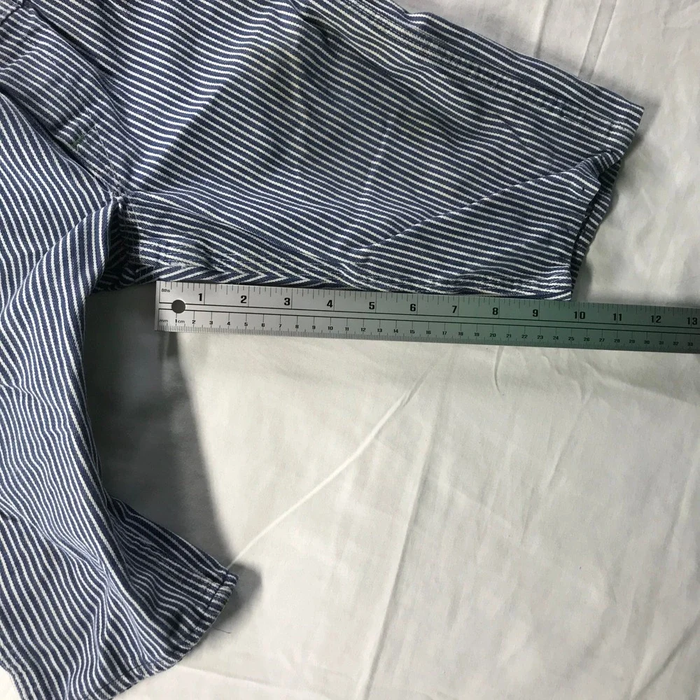 Vintage OshKosh Bgosh Hickory Stripe Denim Overalls Blue White Union Made 24L